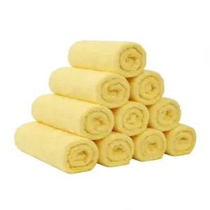 Yellow Microfiber Car Wash Towels 10 Pack 16 x 16 in Streak-Free Cleaning Cloths