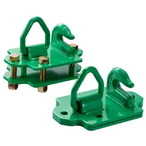 Heavy Duty Tractor Bucket Grab Hooks 2 Pack with Tie Down Ring Bolt-On