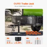 Heavy Duty 5000 lb Swivel Trailer Jack with 15 in Travel 6 63436 6833d4