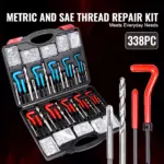 Complete Helicoil Thread Repair Kit SAE & Metric Rethreading Tool Set 4 63454 12d1c7
