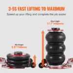 Heavy Duty Pneumatic Air Jack 3 Ton Triple Bag Quick Lift Car Jack 8 63464 7076a2