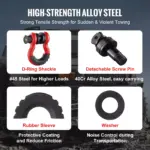 2PCS Heavy-Duty 3/4" D-Ring Shackles with Isolator & Washers for Off-Road Recovery 5 64111 347fd5