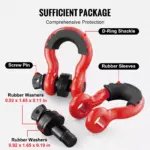 2PCS Heavy-Duty 3/4" D-Ring Shackles with Isolator & Washers for Off-Road Recovery 8 64111 421b82
