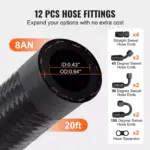 8AN 20FT Braided Fuel Line Kit with Fittings 6 64144 a10e43