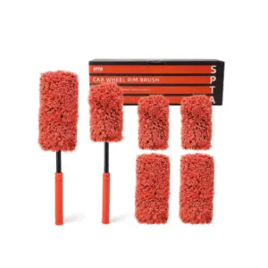 2-Piece Microfiber Wheel Cleaning Brush Set with Interchangeable Covers