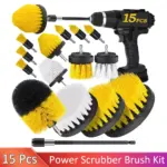 15-Piece Drill Brush Attachment Set with Extension Rod - Power Scrubber for Household Cleaning 4 64273 c40870