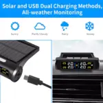 Solar Powered Car Tire Pressure Monitoring System with 4 External Sensors 6 64841 2f4272