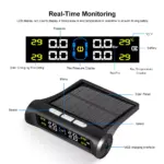 Solar Powered Car Tire Pressure Monitoring System with 4 External Sensors 5 64841 5b91f3
