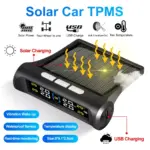 Solar Powered Car Tire Pressure Monitoring System with 4 External Sensors 4 64841 6b820b
