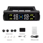 Solar Powered Car Tire Pressure Monitoring System with 4 External Sensors 8 64841 8e105b