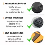 Microfiber Waffle Weave Car Wash Towel – Ultra Absorbent Cleaning Cloth 9 64992 f70b98