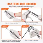 Heavy-Duty 3500 PSI Pistol Grip Grease Gun with Flexible Hose & Couplers 7 65219 74fbcc