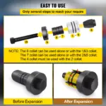 Exhaust Pipe Expander Kit 1-5/8" to 4-1/4" with 7-Piece Collet Set & Case 7 65602 a32604