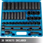 43PCS 1/2-Inch Drive Impact Socket Set with Deep & Standard Sockets + Extensions 7 65619 8caedd