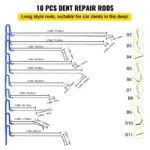 20 Pcs Paintless Dent Repair Rods Tool Kit for Chevy, Mazda, Hyundai - Hail Damage Removal 6 67375 f1fba2