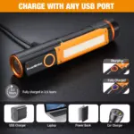 Portable COB Flashlight Torch USB Rechargeable LED Work Light with Magnetic Hook for Tesla 5 68811 3aea73