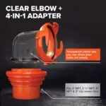 20' RV Sewer Hose Kit with 4-in-1 Adapter & Clear Elbow 7 70796 d21535