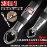 Universal Dual-Head 23-in-1 Adjustable Wrench - Metric & Imperial, 7-19MM Ratchet Spanner 3 74480 fec281
