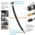 Universal Tire Inflator Hose with Locking Air Chuck for Cars & Bikes 6 75405 40f55a