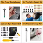 Complete Car Tire Repair & Emergency Tool Set 9 75430 1a7794