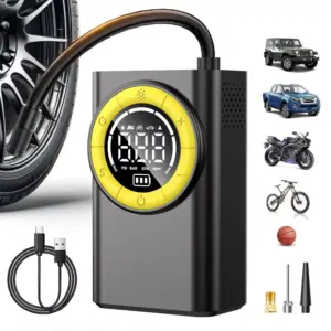 Wireless Portable Air Pump with Digital Display and LED Light