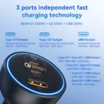 160W Triple-Port USB-C & USB-A Car Fast Charger QC5.0 PD 6 77010 9ad4f0
