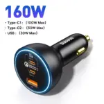 160W Triple-Port USB-C & USB-A Car Fast Charger QC5.0 PD 7 77010 df9f37