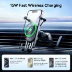 15W Wireless Fast-Charging Car Phone Mount with Auto-Locking Clamp 6 77027 70795b