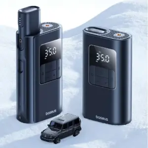 2-in-1 Portable Car Air Compressor with Power Bank & Flashlight