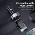 24W Dual USB Fast Car Charger with LED Display and 5-Port Expansion 5 77380 45390c