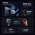USB-C Car Charger 145W with Retractable Cable & Fast Charging 5 77486 5113e8