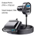78W 5-Port USB C Car Charger with PD & QC 3.0 Fast Charging 3 77702 ce54e9