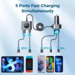 78W 5-Port USB C Car Charger with PD & QC 3.0 Fast Charging 6 77702 e8f0da