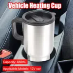 12V Portable Electric Heating Car Kettle Stainless Steel Travel Mug 450ml 3 77767 5844a3