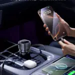 90W Fast Car Charger with Dual Retractable Cables & 4-Port Charging Station 7 77862 30fd18