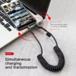 Retractable USB Type C Cable 2A Fast Charge | Spring Coiled Charging Wire 5 78106 9ff717