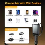 57W Retractable Car Charger USB C Fast Charging Adapter with 3 Ports 8 78234 45149f