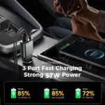 57W Retractable Car Charger USB C Fast Charging Adapter with 3 Ports 5 78234 eb4499