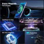 Magnetic Car Phone Holder with 15W Fast Wireless Charging for iPhones 8 78260 45a376