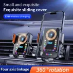 15W Wireless Car Charger & Auto-Clamping Phone Holder with Atmosphere Lights 4 78310 07748a