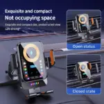 15W Wireless Car Charger & Auto-Clamping Phone Holder with Atmosphere Lights 7 78310 9d8094