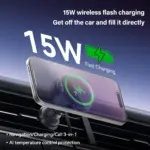 15W Magnetic Wireless Car Charger & Phone Holder with Retractable Cable 4 78339 df1509