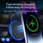 15W Magnetic Wireless Car Charger with Air Vent Phone Holder & Colorful LED 7 78491 52a6ca