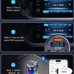 Bluetooth 5.3 FM Car Adapter with 48W PD & QC Fast Charger and LED Light 8 78663 97f834