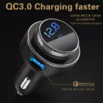 Bluetooth FM Transmitter Car Adapter with Hands-Free, MP3, Dual USB QC3.0 Charger 6 78672 20b744