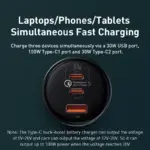 160W Quick Charge 5.0 Multi-Port Car Charger with Dual Type-C & USB Fast Charging 6 78749 695ac3