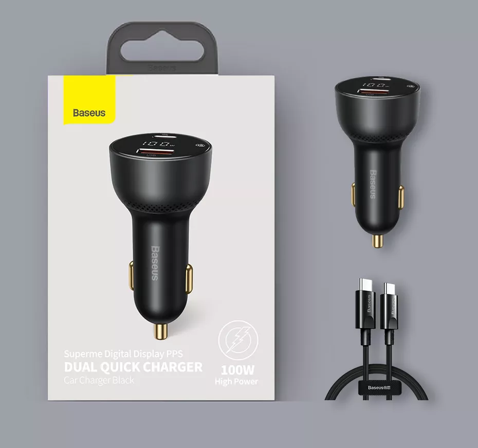 100W Dual Port Fast Car Charger with Voltage Display & Universal Compatibility 33 78959 b8ecad