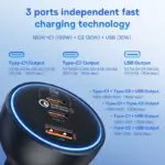 160W Fast Car Charger QC 5.0 PD3.0 USB-C for iPhone, Laptops, Android 5 78968 f6c3f7
