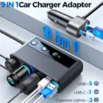 154W 9-in-1 Multi-Port Car Charger Adapter with 3 Sockets & USB Fast Charging 4 79074 fb7199