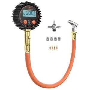High-Precision Digital Tire Pressure Gauge 250 PSI with LCD & Rubber Hose